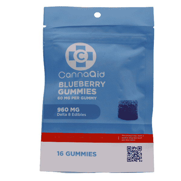 THC Delta 8 Blueberry Gummies 60MG each – 16ct CannaAid