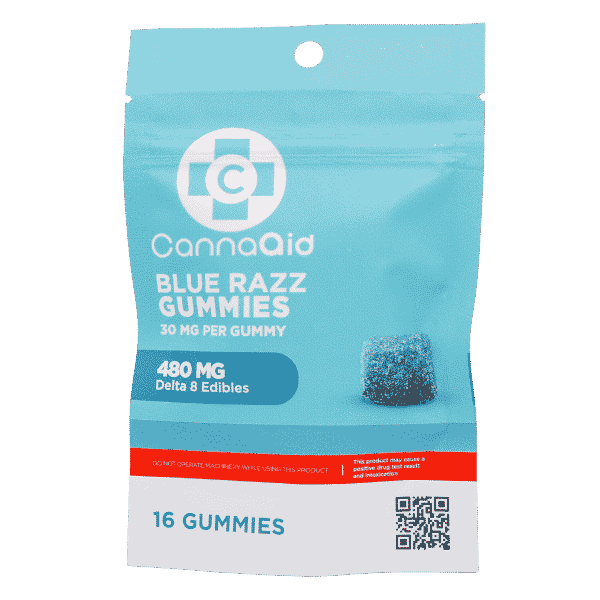 THC Delta 8 Blue Razz Gummies 30MG each CannaAid