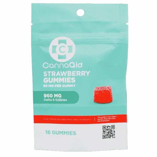 THC Delta 8 Strawberry Gummies 60MG each – 16ct CannaAid