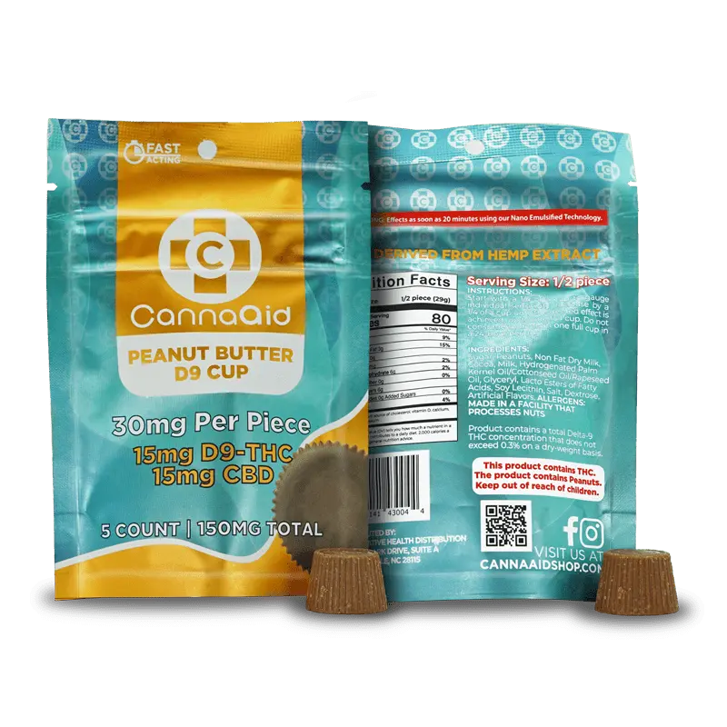 Peanut Butter D9 Cup- 5ct CannaAid