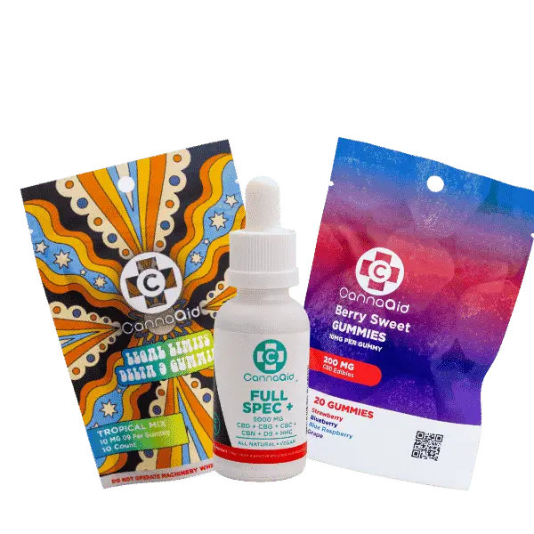 Legal Limits D9 + CBD Saver Bundle: D9 Gummies, Full Spec Tincture, CBD Gummies CannaAid