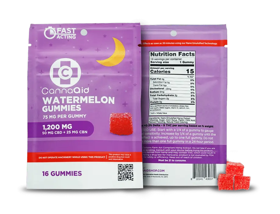 CBD + CBN Watermelon Gummies 1,200 MG CannaAid